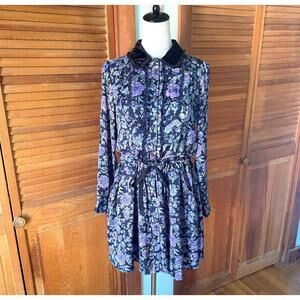 Axes Femme Kawaii Midnight Chrysanthemum Jirai Purple Black Dress M-L